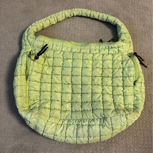 Lime green Free People carryall bag.